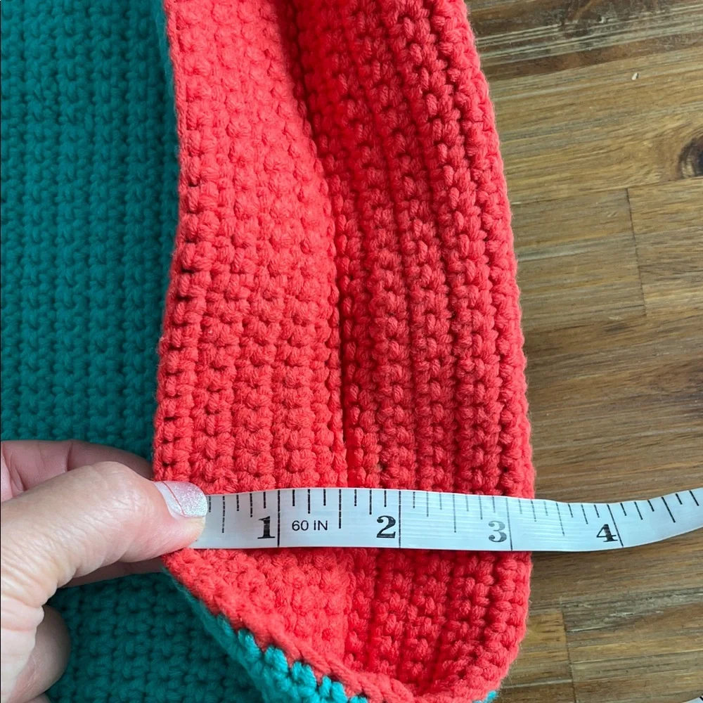 100% Hand Made Crochet Coral Teal Mini Bag